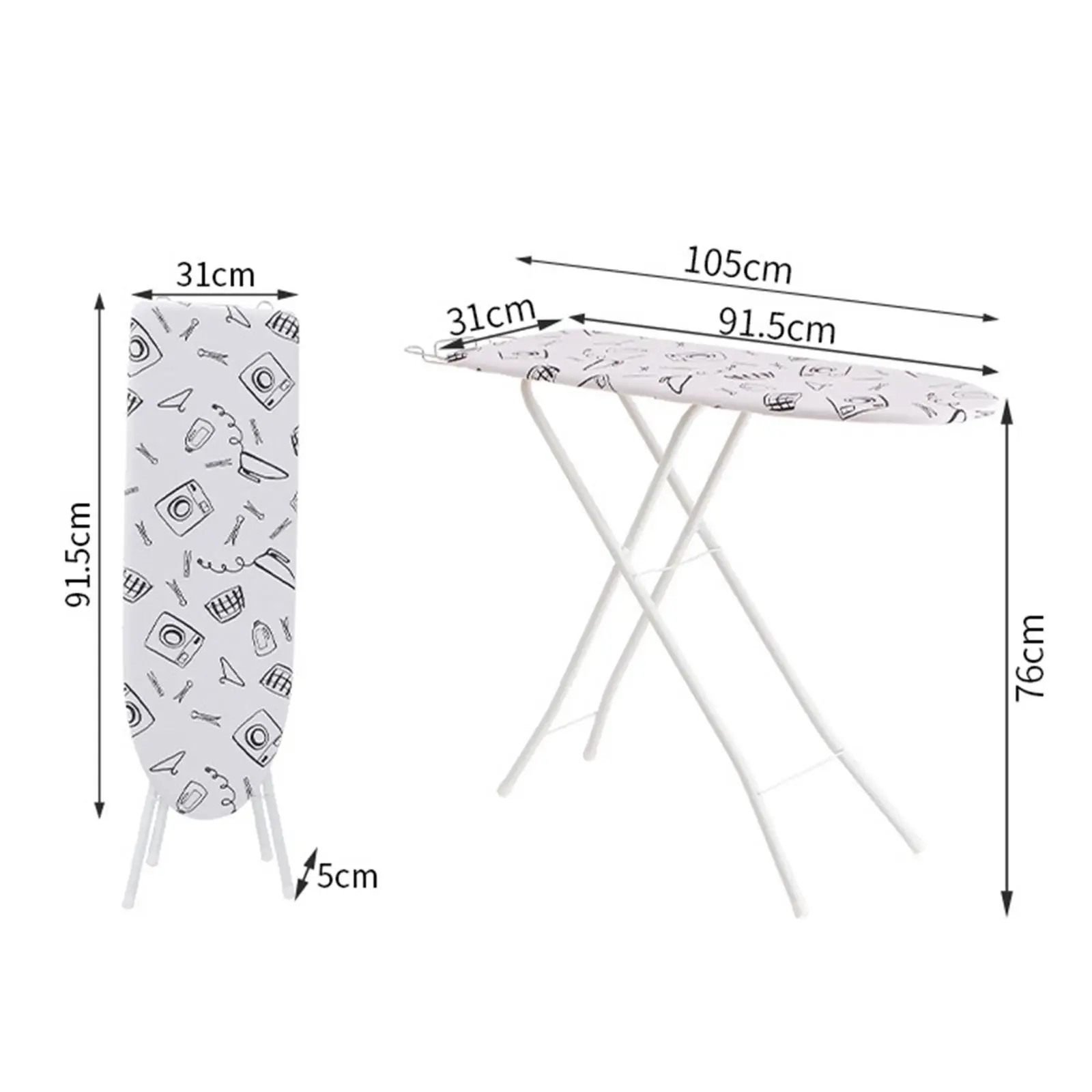 Folding Ironing Board Height Adjustable Ironing Board Padded Cover for Laundry Room