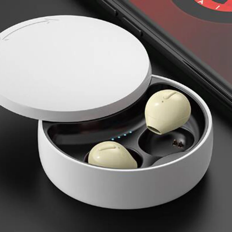 Mini X21S Bluetooth 5.0 Fones de ouvido sem fio com estojo de carregamento sem fio Mini fones de ouvido Bluetooth invisíveis tom de pele