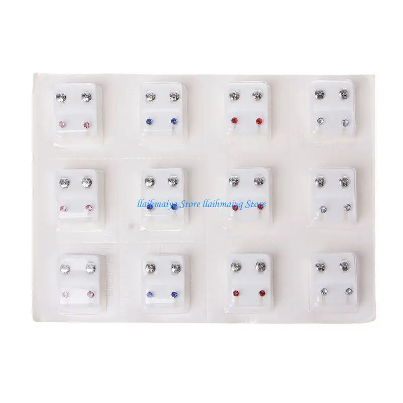 573B 12 Ear Piercing Crystals Earrings Studs Ear Piercing Needle Jewelry
