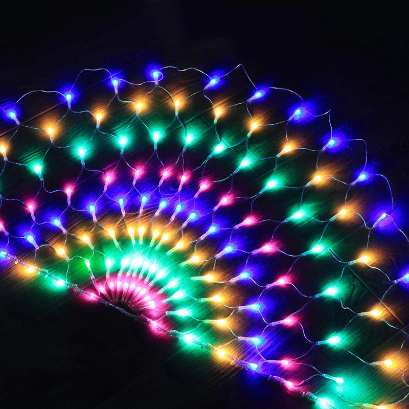 Peacock Net String Lights 3M*0.5M Outdoor 8 Modes Fairy Garden Lights for Indoor Room Christmas Party Wedding Garland Decoration