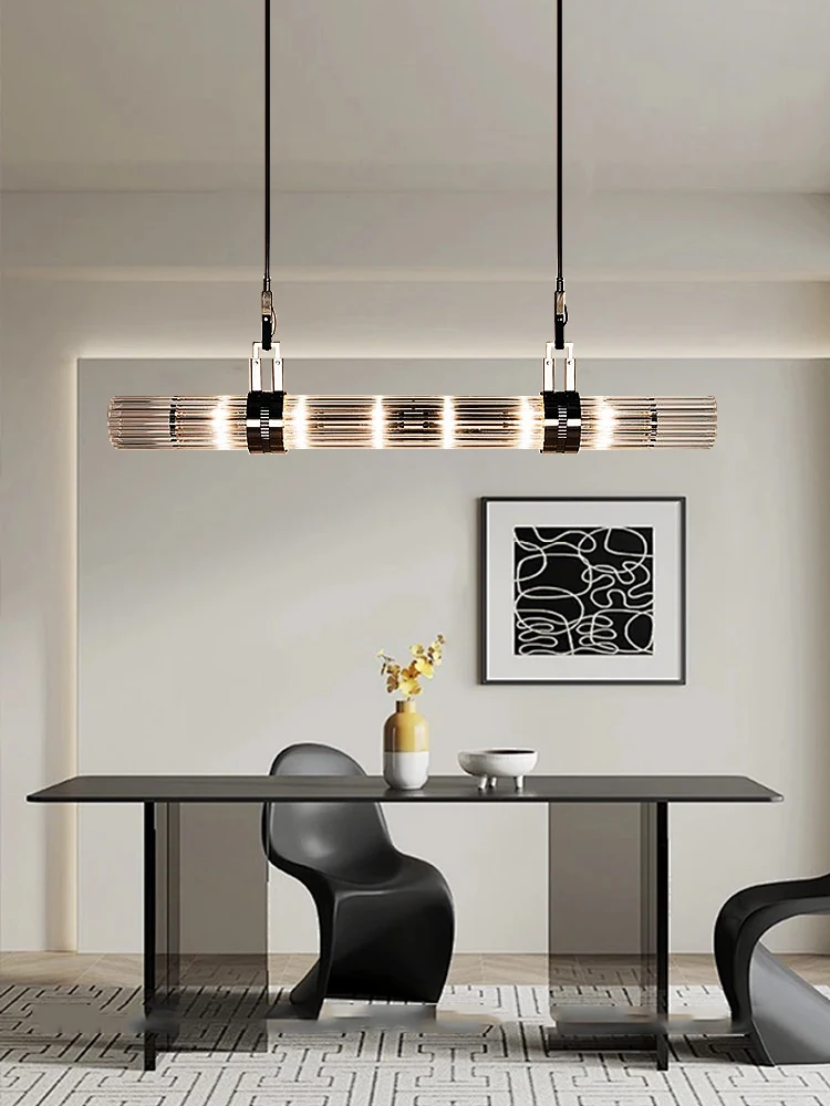 2025 Minimalsit Long Stainless Steel Glass Ceiling Pendant Light above Dining Table Gold Silver Round Lamps over Bar Kitchen