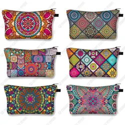 Vintage Mandala Pattern Multifunctional Cosmetic Bags Napkin Organizer Gothic Women Wallet indian floral Makeup Bag