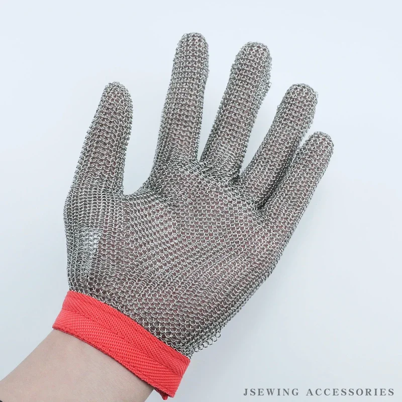 Stainless Steel Mesh Safety Glove For Cut Protection, Ambidextrous, Adjustable Wrist Strap