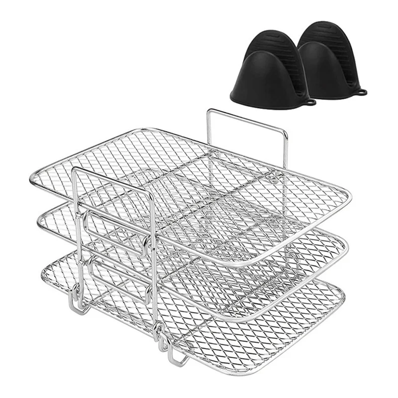 A39M رف مقلاة هوائية للنينجا مقلاة هوائية متعددة الطبقات سلة مزدوجة مقلاة هوائية من الفولاذ المقاوم للصدأ رف شواء الطبخ سهل التركيب