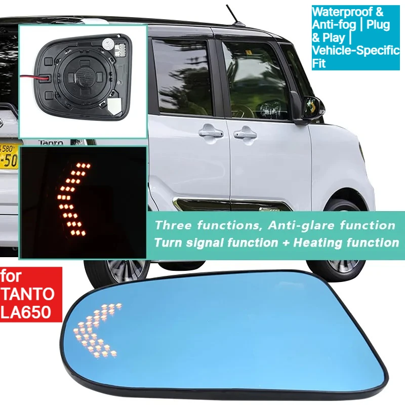 fit-for-tanto-la650-led-car-rearview-mirror-2pcs-heating-anti-glare-dynamic-turning-signal-blue-mirror-hd-waterproof-ip67