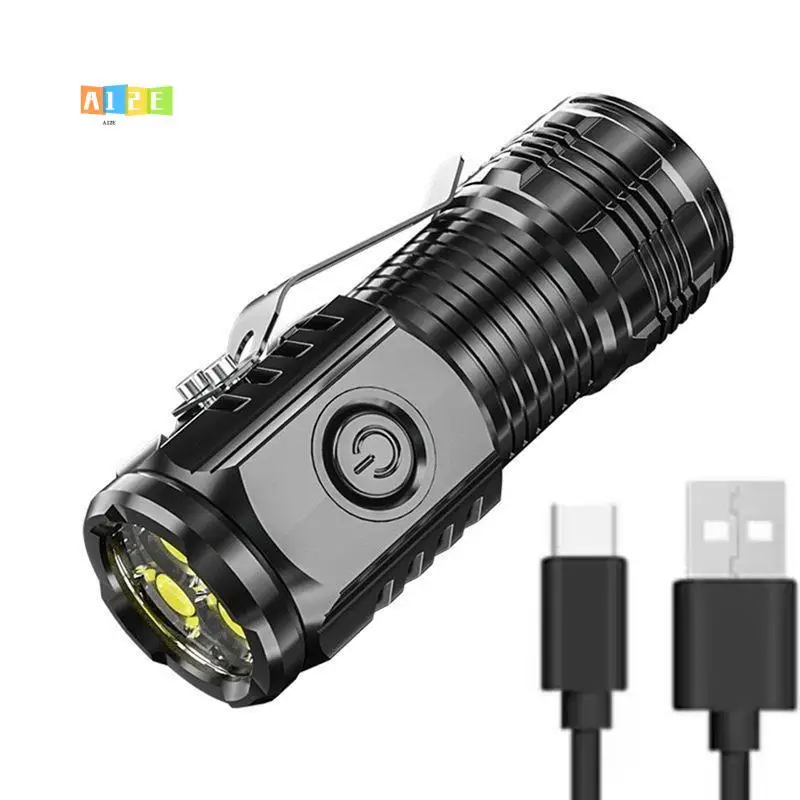 

A12E-3LED Super Bright Flashlight Portable Mini Burst Flash Torch Rechargeable Emergency Spotlight With Pen Clip Tail Magnet