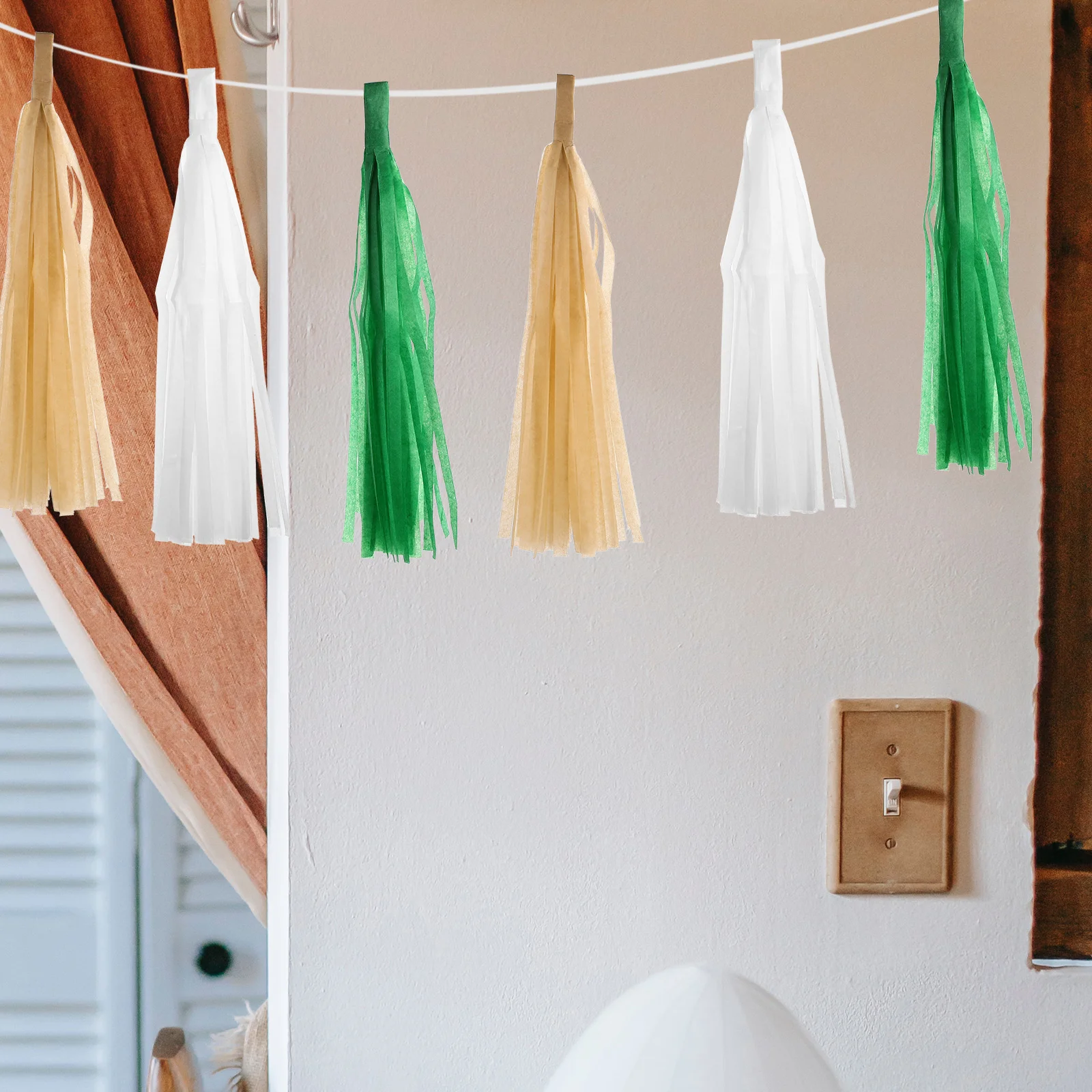 30 قطعة من لافتة الورق شرابة العلم سلسلة اكاليل الطفل حفلة الأنسجة شرابات عيد ميلاد الديكور #3