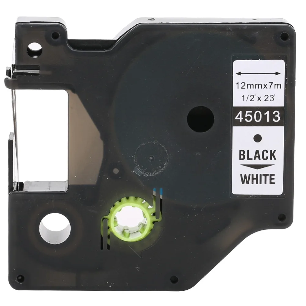 45013 Laminated Tape Black on White 12mm Width Laminated Label Tape Long-lasting 7m Length for DYMO LM-160/280