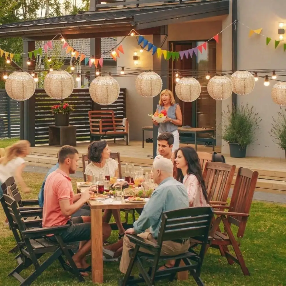 실내 장식을 위한 6pcs 레이스 인쇄 삼베 보헤미안 종이 등불, 생일 파티 장식을 위한 중국 종이 등불.