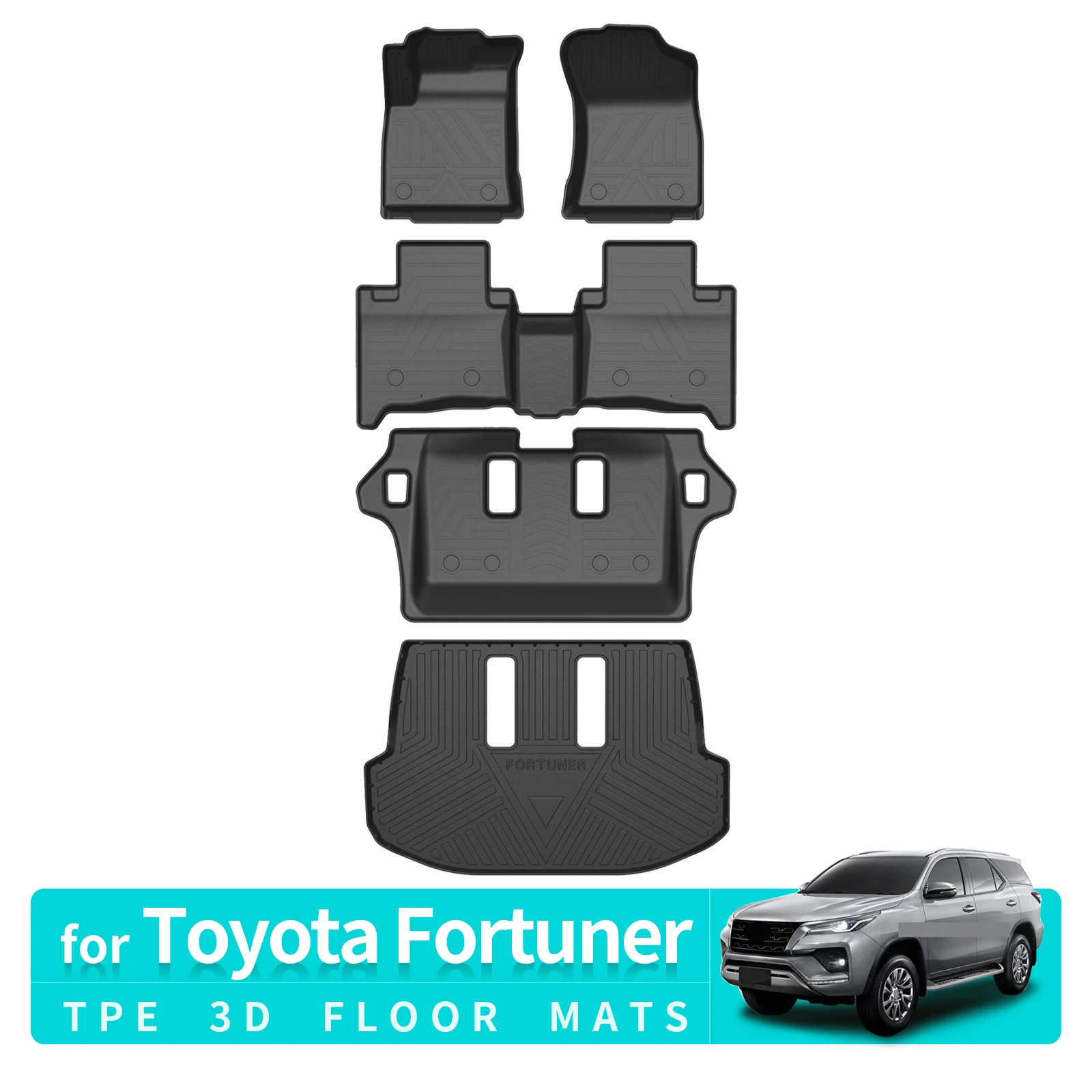 

Trunk Backrest Pad TPE Fit for Toyota Fortuner 2016-2021 Car Floor Mats