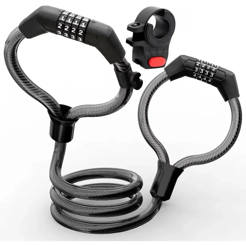 Electric bicycle anti-theft combination cable lock with bracket 4-position double-ended handcuff lock Electric scooter lock