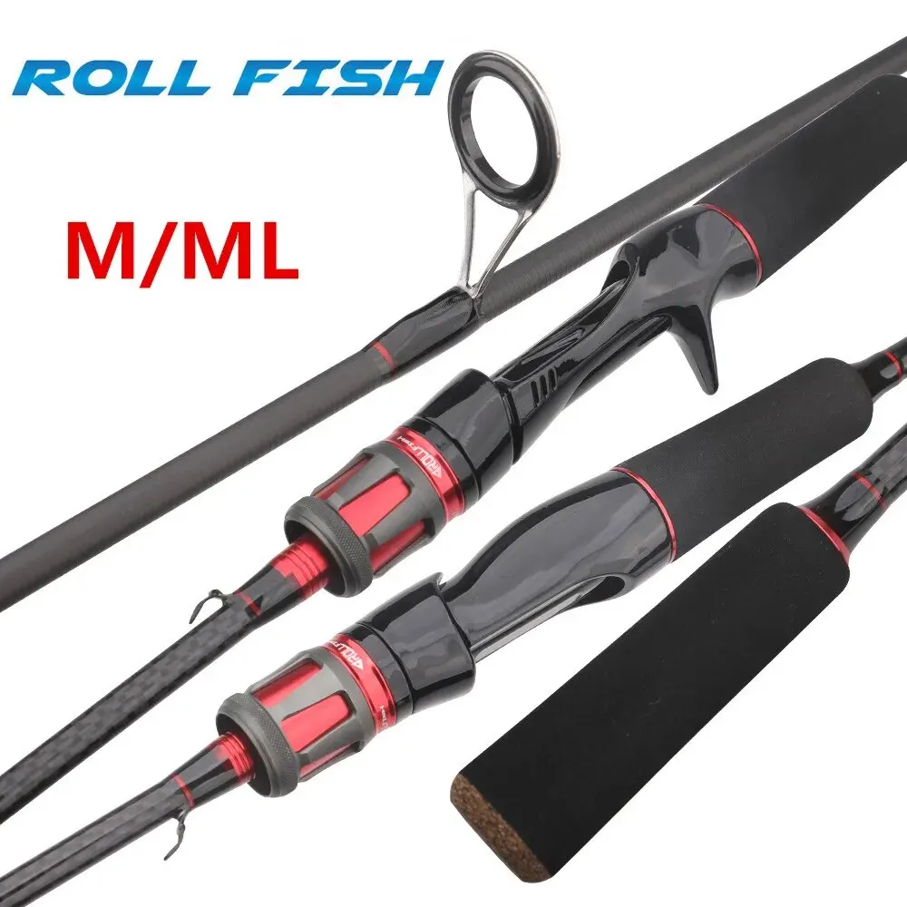 ROLLFISH 2 Tips Power ML/M Spinning Casting Lure Fishing Rods Freshwater Saltwater Carbon Bass Fishing Rod 3 Sections 1.68-2.7m