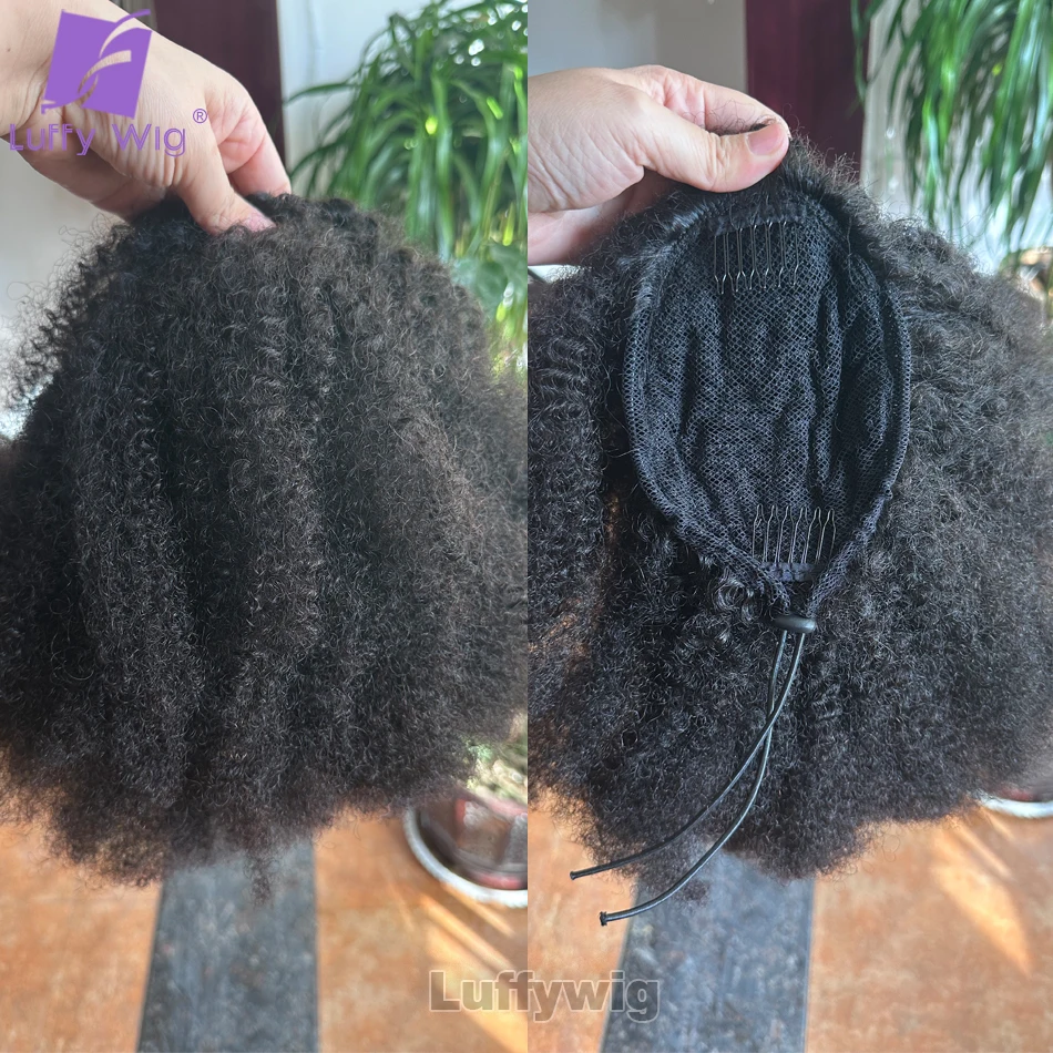 Afro Kinky keriting serut ekor kuda rambut manusia klip dalam ekstensi rambut manusia Remy Brasil ekor kuda untuk hitam wanita 12-26 inci