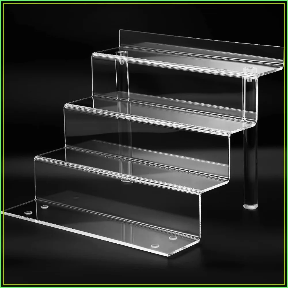 9 Inch Acrylic Shelf for Perfume Organizer, 4 Tier Funko Pop Display, Clear Riser Stand