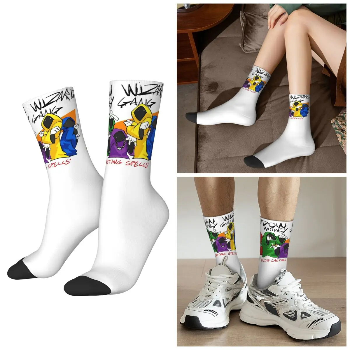 

All Seasons Shadow Wizard Money Gang We Love Casting Spells (11) Носки Harajuku Crew Носки Хип-хоп Чулки для мужчин Женщины Подарки