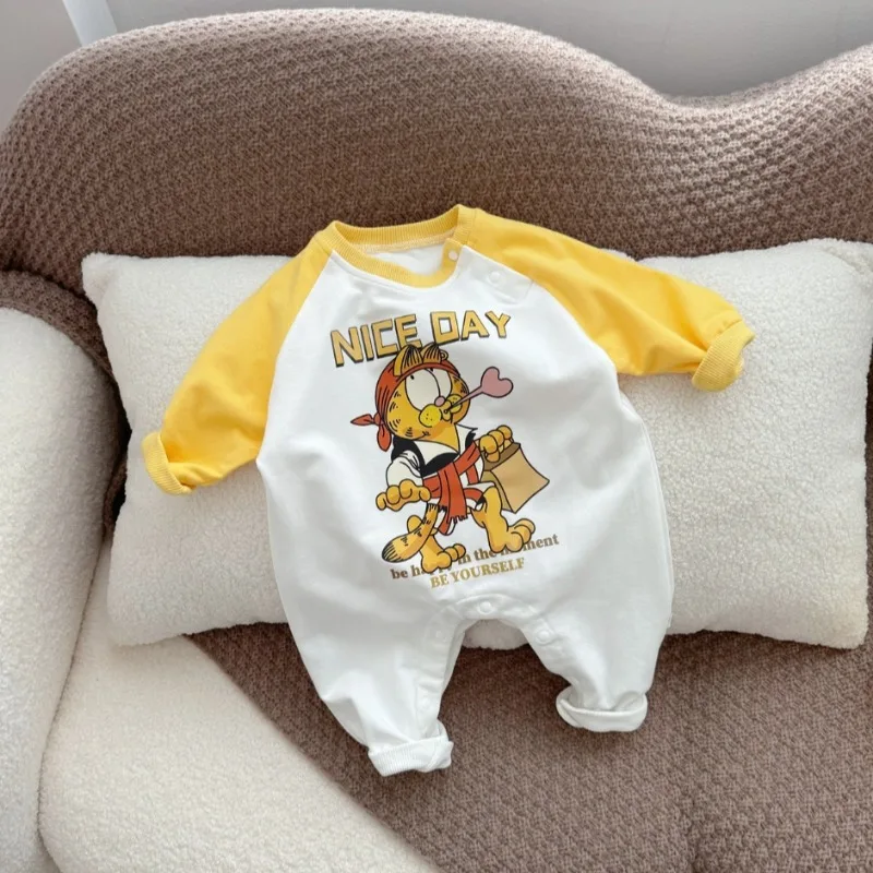 New Spring Autumn Baby Girls Boy Romper Cartoon Print Long Sleeve Casual Bodysuit Infant Outing Jumpsuit K3126--2