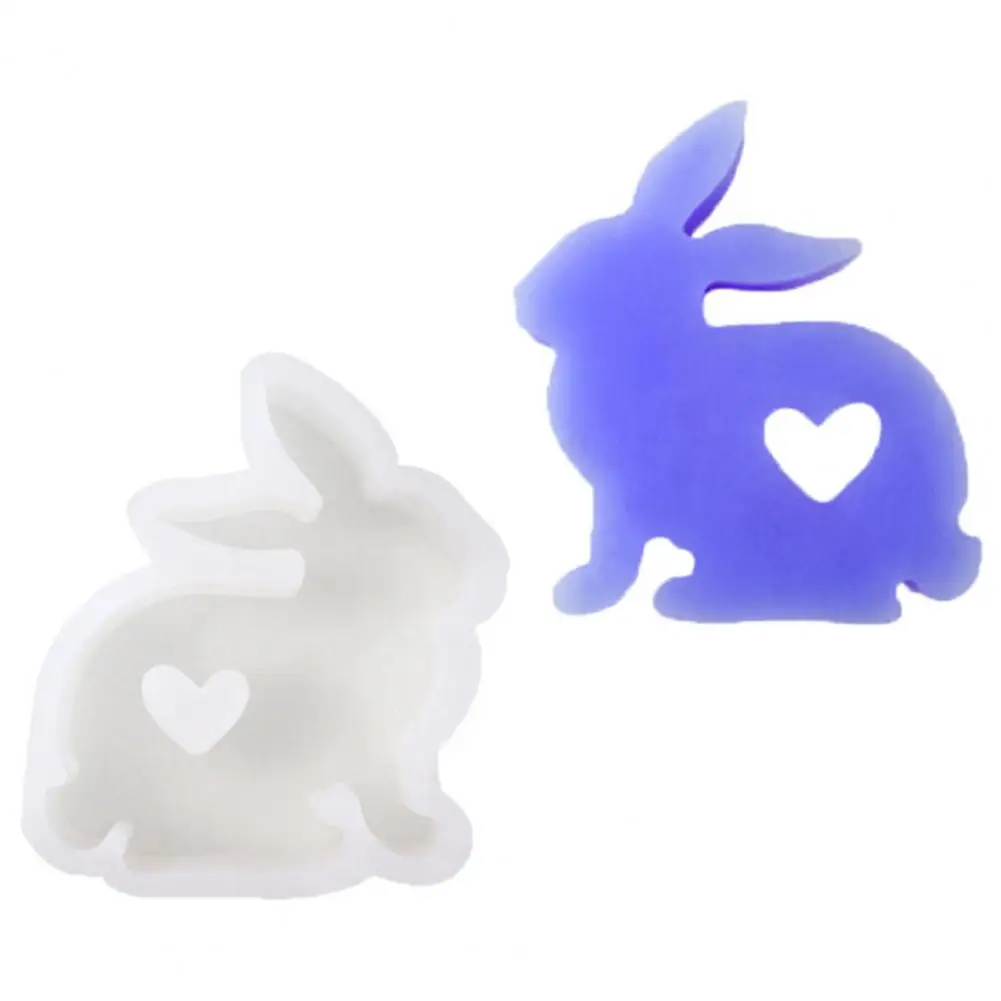 Smooth Silicone Mold Silicone Candle Mold Flexible Non-stick Rabbit Heart Silicone Aromatherapy Candle Soap Making for Easter