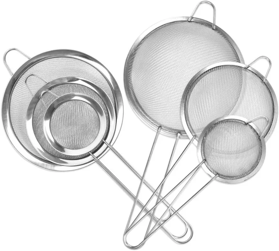 Kitchen utensils Leaking pots and filters Set of 3 fine mesh sieves Stainless steel filters