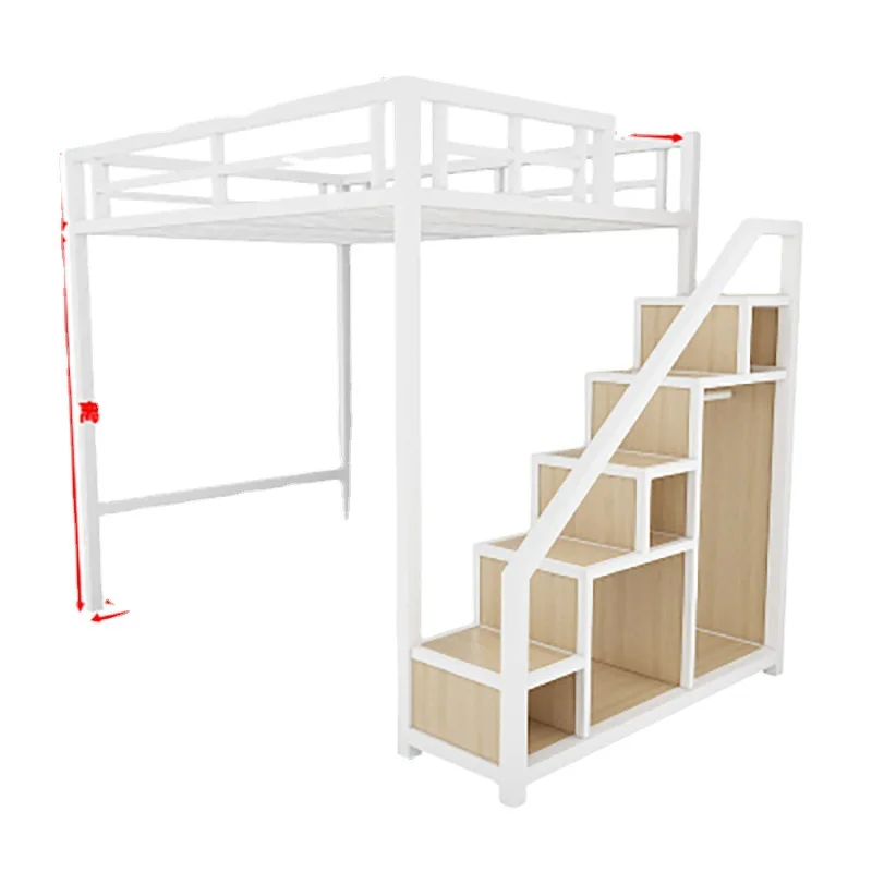 

Simple and modern bed and table iron frame bed, multi-functional student apartment single high and low bed, household bunk bed