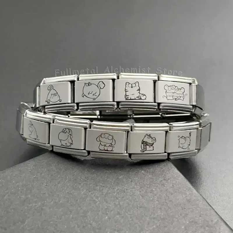 Charm Italian Stainless Steel Bracelet 9mm Module Splicing Lines Cute Zoo Fat Pig Cat Parrot Rabbit Donkey Custom Jewelry Gift