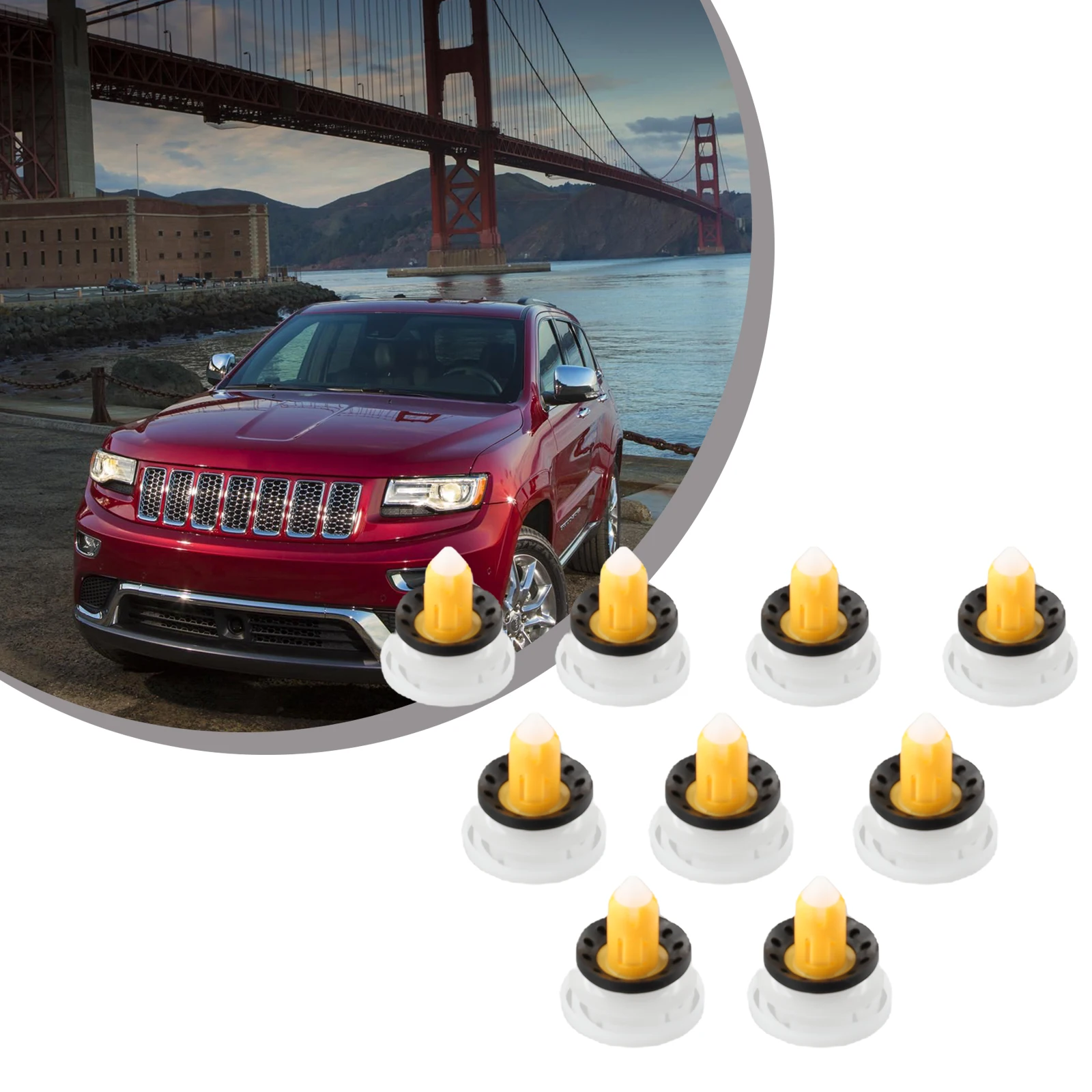 8pcs DOOR PANEL CLIPS FOR JEEP-COMPASS-RENEGADE-FIAT 500X 15 16 17 18 19 20 21 22 White Plastic Auto Fastener #6511618AA