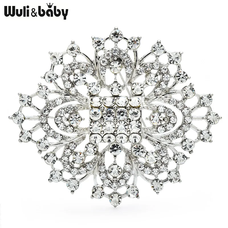 Wuli&baby Sparkling Palace Style Brooches For Women Unisex Rhinestone Flowers Party Office Brooch Pins Gifts