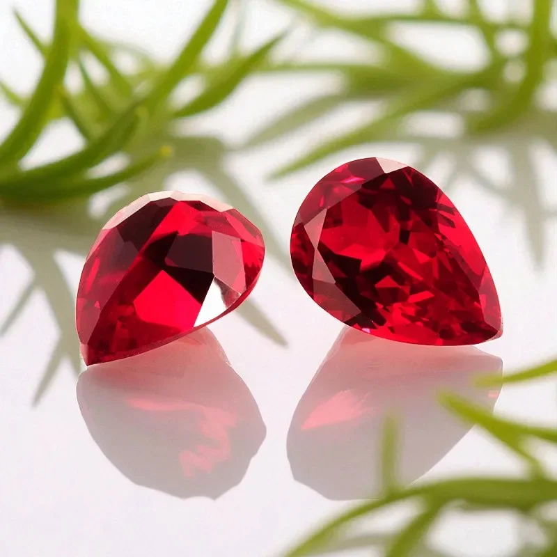 

Top Lab Grown Ruby Pear Cut Pigeon Blood Red VVS1 Gemstone For Charms DIY Jewelry Making Selectable AGL Certificate