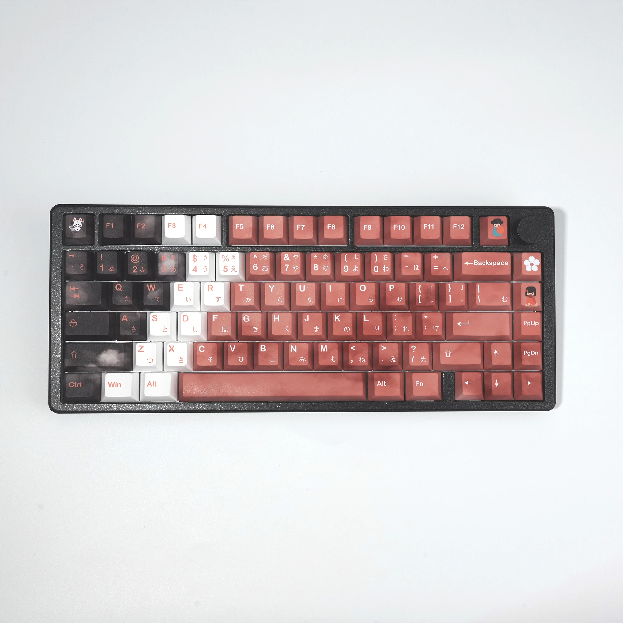 QBYI Japanese  Elf Design Red Keycaps Dye-sub Cherry Profile Double Shot 134 keys