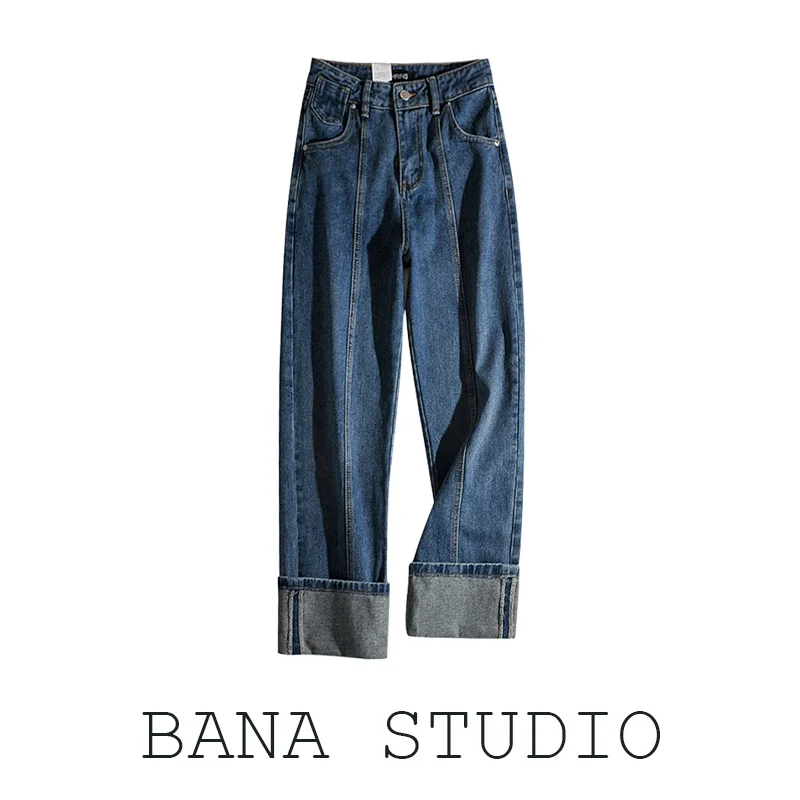 

BANA High Waist Vintage Distred Straight Leg Jeans Women's Premium Denim Roll up Ankle Length Autumn Season 2024 Spring La...