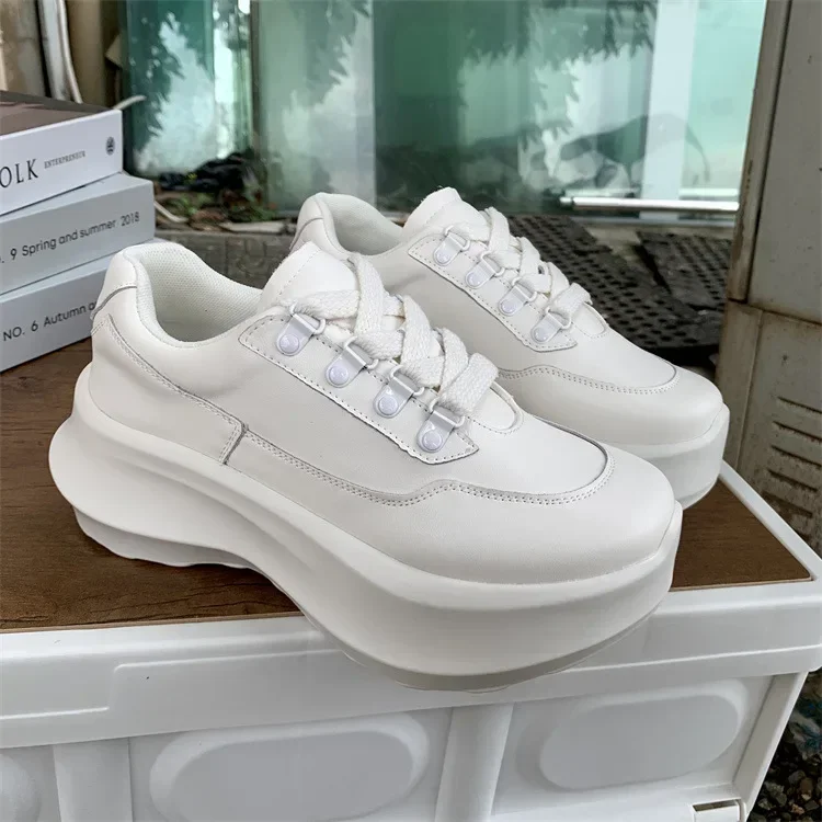 Genuine leather thick soled sports spring breathable casual versatile small white shoes fashionable versatile high quality