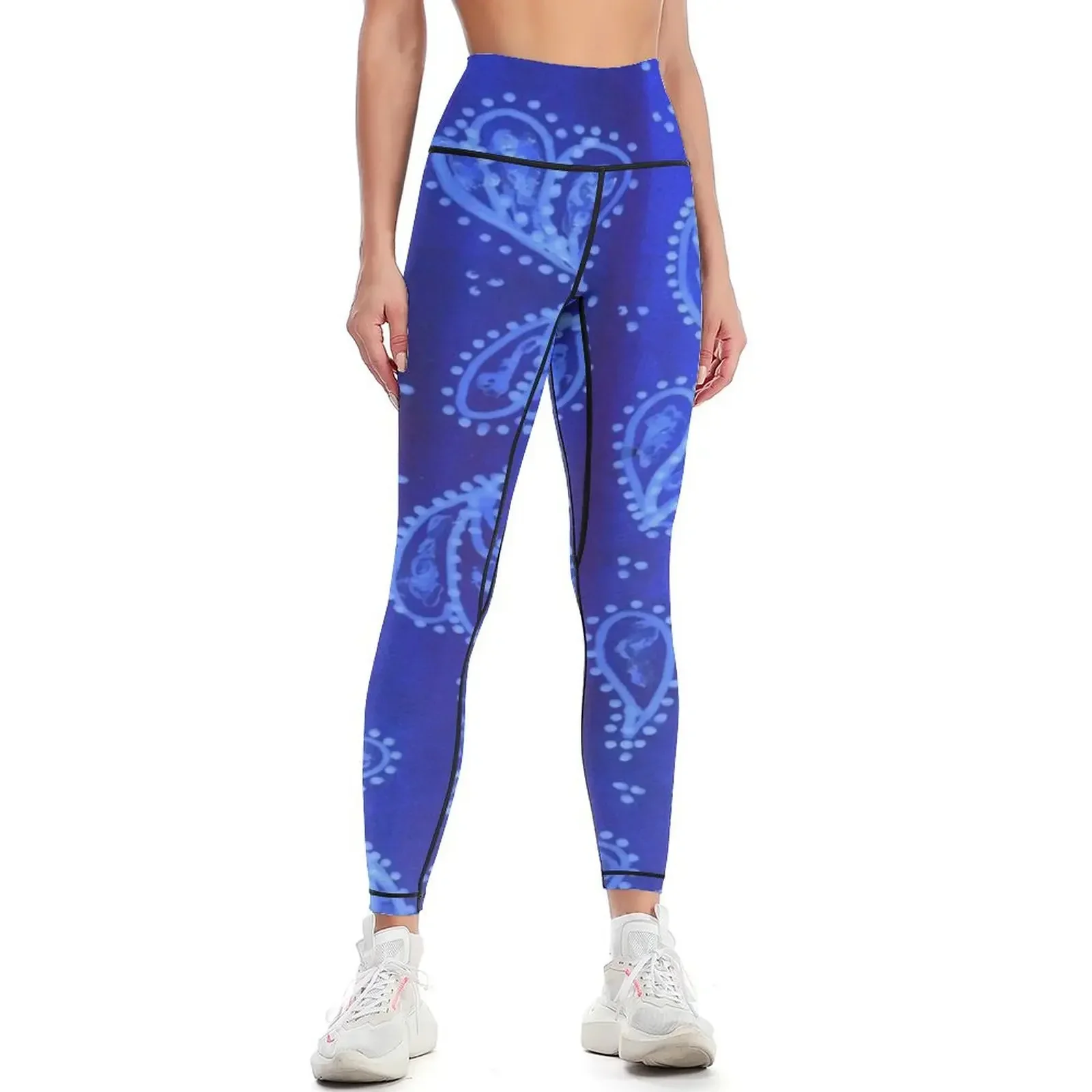 

Blue Paisley Print Leggings gym top legging push up sports for push up for physical Womens Leggings