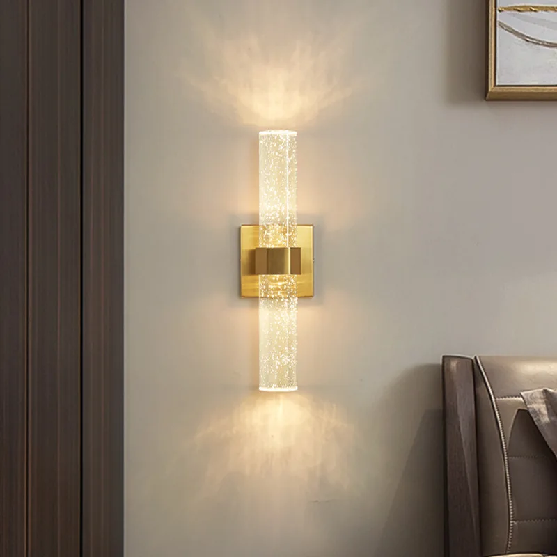 Postmodern Light Luxury Living Room Background Wall Simple Luxury Bedroom Bedlight Crystal LED Double Headed Wall Light