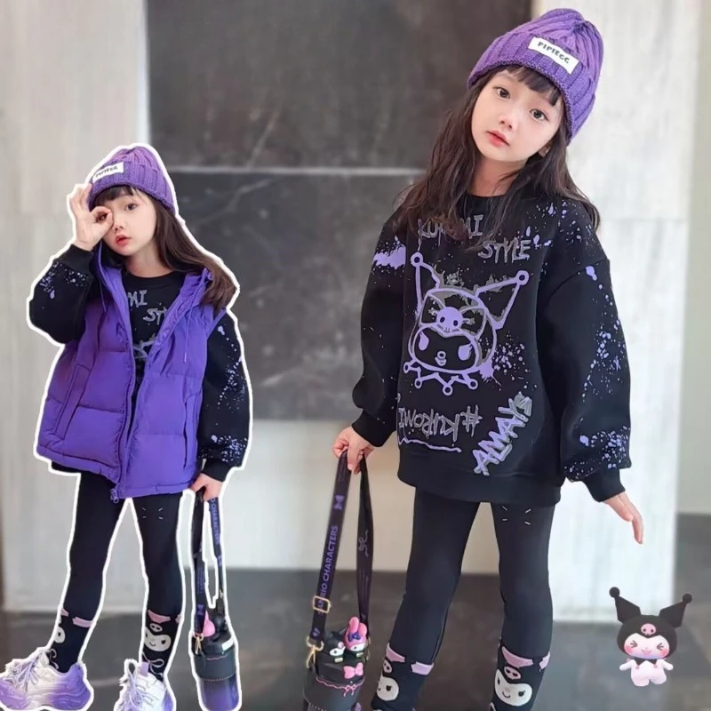 

Kawaii Kuromi Sanrio Student Cute Cartoon Comfortable Warm Hoodie Children Long Sleeved Sportswear Blouse Gift for Kids