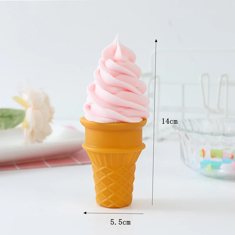 Simulation Crispy Ice Cream Model Artificial Food Model Fake Food Dessert Ice Cream Cone Photography Decorative Props Kids Toy