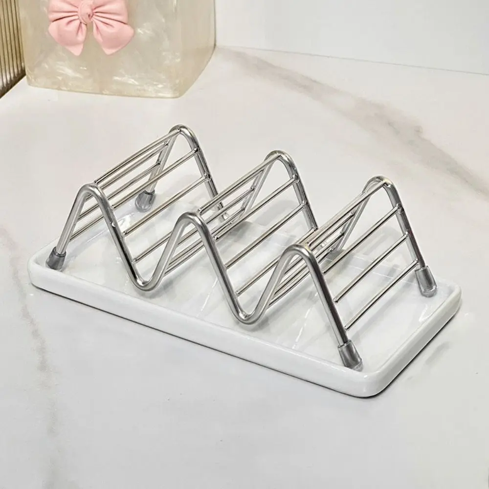 Stainless Steel W-Shaped Soap Holder Non-slip Space Saving Soap Dish W-Shaped Drain Tray Soap Storage Rack Sink Countertop