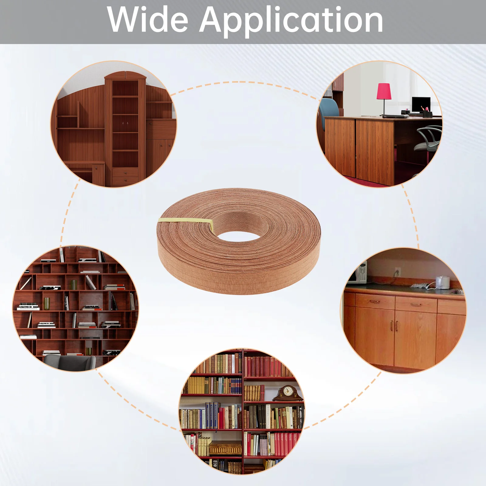 15M Hot Melt Adhesive Cherry Edge Banding for Plywood Table / Furniture / Cabinet , Pre-glued Veneer Edging