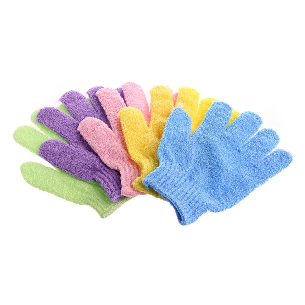 2pcs Shower Exfoliating Bath Gloves Nylon Shower Gloves Body Scrub Exfoliator for Men Women Kids(Purple)