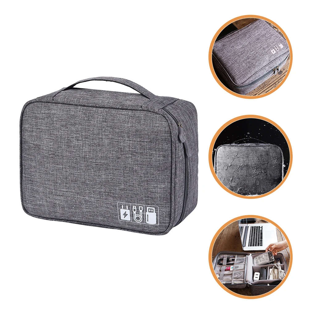 

Large Capacity Digital Storage Organizer Pouch Waterproof Dustproof Cable Case Travel Accessories Grey