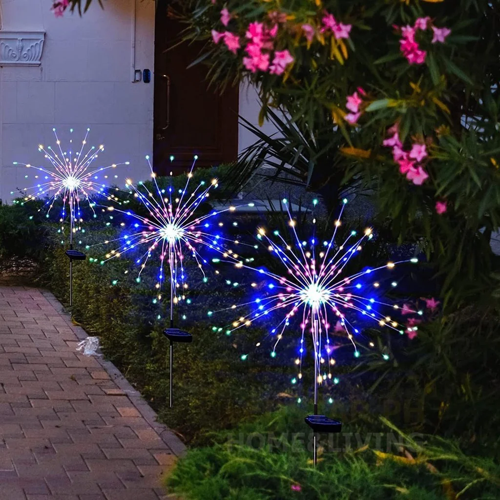 Solar Garden Lights Outdoor Waterproof LED Firework Lamps for Fowerbed Garden Home Tree Flower Xmas