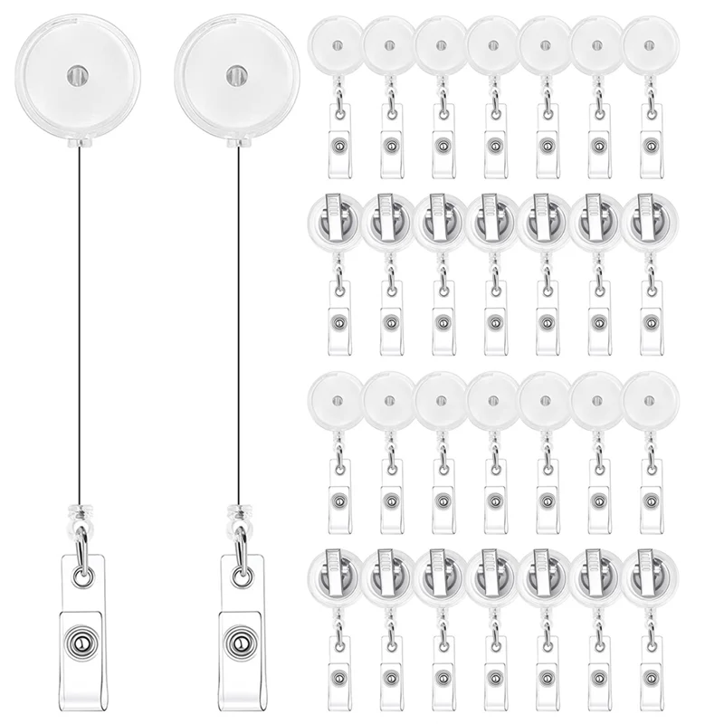 

A96Q-Badge Reels Retractable with Swivel Alligator Clip Badge Holder Badge Reel Clips Translucent Clear