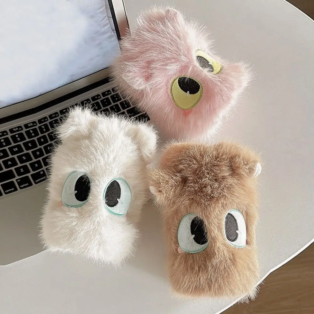 

Однотонные чехлы для рукавов из искусственного меха, мягкие плюшевые чехлы на резинке, декоративные защитные чехлы с большими глазами для офиса