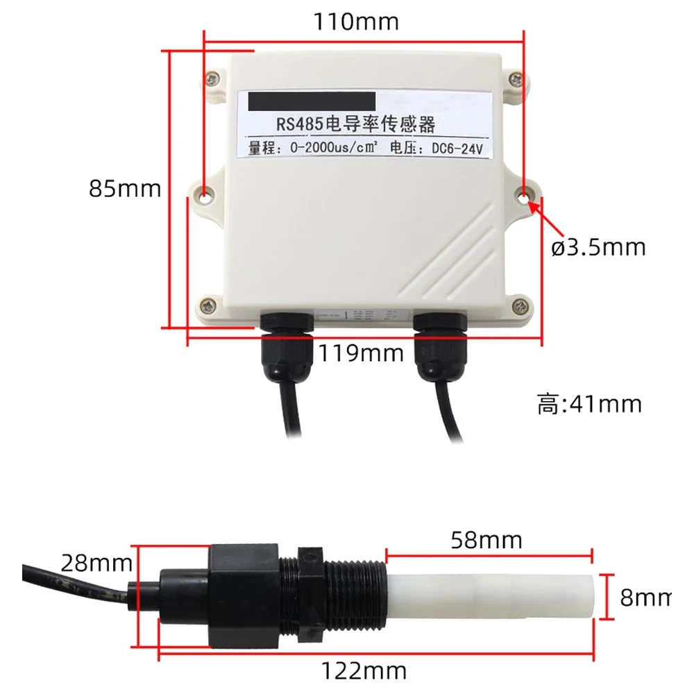 Current Voltage Probe Water Quality Transmitter RS485 0-5V 4-20MA Output High-Precision Liquid Conductivity EC Value Sensor