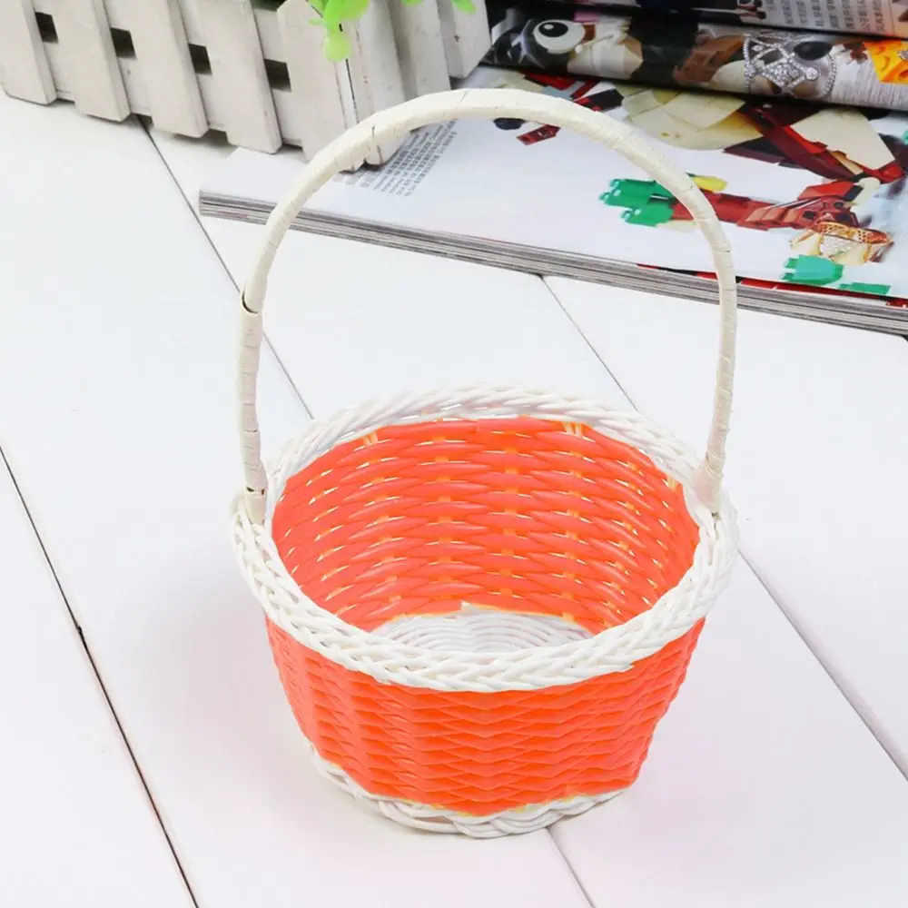 Beautiful Hand Made Flower Storage Basket Plastic Vine Round Shape Storage Baskets Wicker Flower Basket For Plant Home Wedding