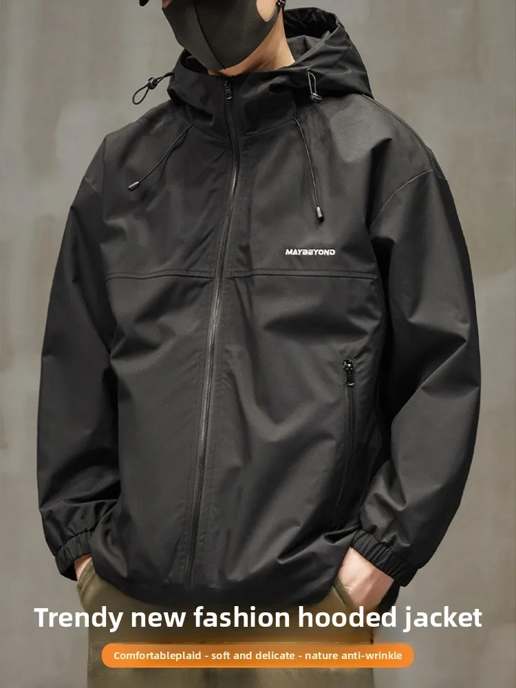 

Vancl повседневное мужское пальто Jaet 2025, новое свободное пальто American Sle, уличное ветрозащитное длинное пальто из полиэфирного волокна Све с капюшоном