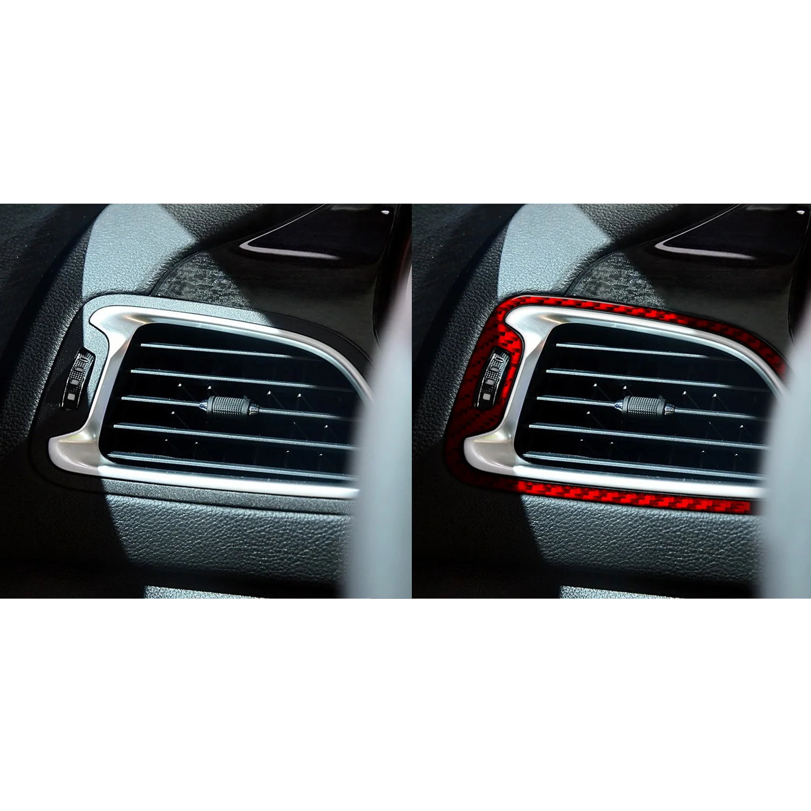 Red Carbon Fiber For Chrysler 200 2015-2017 LHD Gauge Air Vent 2PCS Car Interior Accessories Decoration Trim Cover Styling Auto