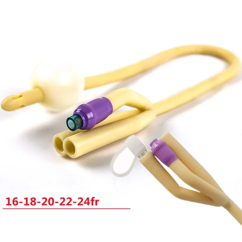 12pcs 3 Way / 2 Way Latex Disposable Medical Urethral Catheters Sterilization Foley Inserted Tube Urine Catheter with Soft Valve