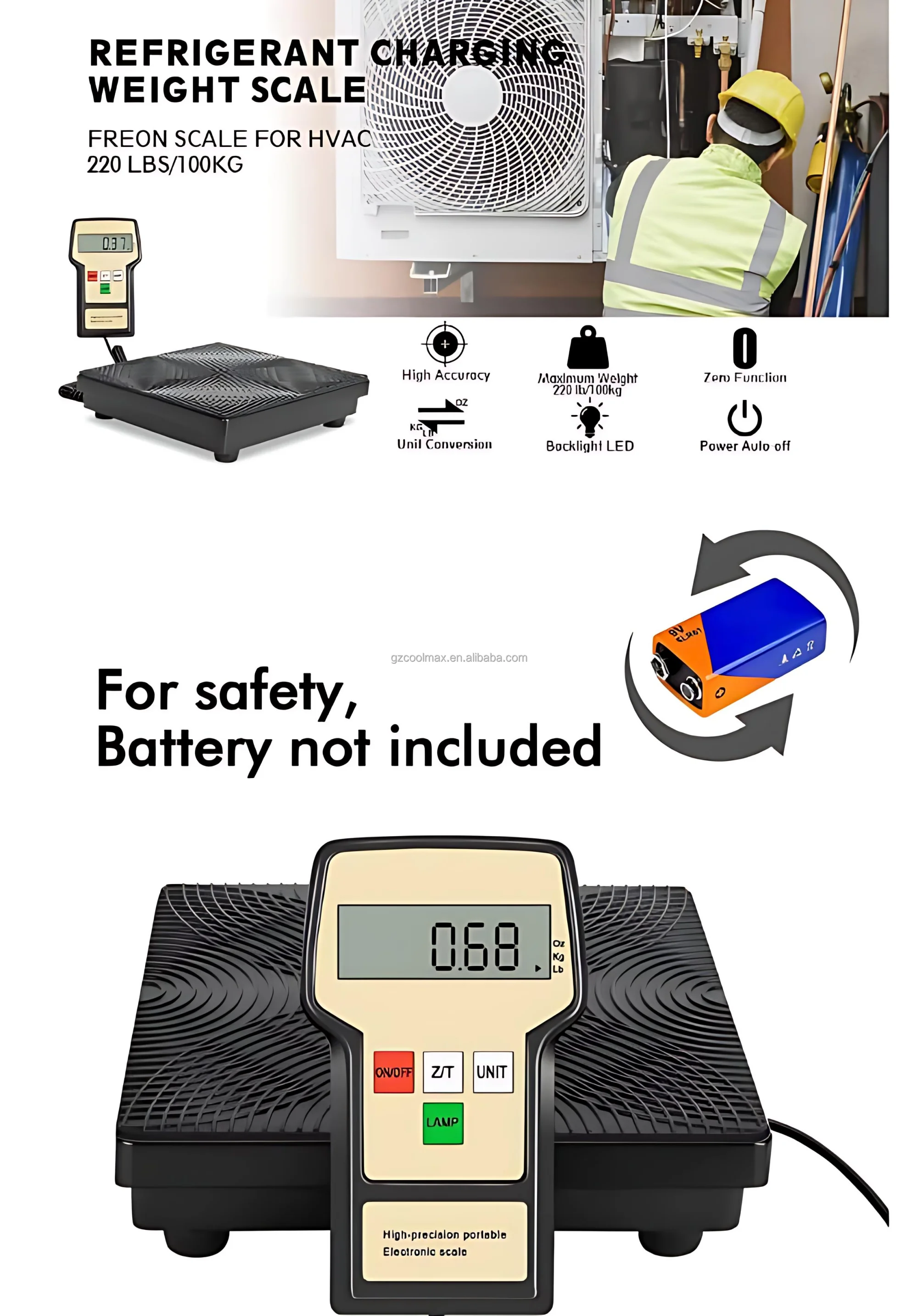 RCS-220PRO Digital Refrigerant Electronic Scale Charging Scale Programmable Rcs-220 Series Air Conditioning for AC Refrigerant