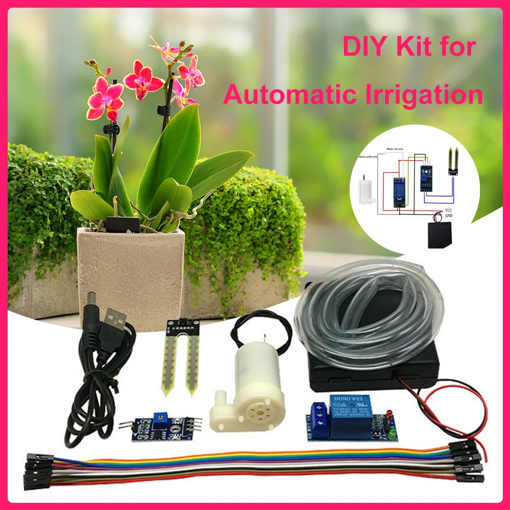 

Automatic Irrigation Module DIY Kit Automatic Irrigation Garden Kit Soil Moisture Sensor Mini Water Pump for Arduino