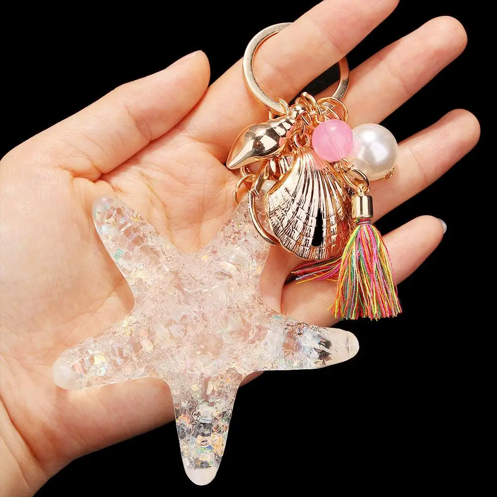 

Chain Women Starfish Pearl Shell Accessories Key Chains Key Ring Starfish Keychain Shell Keychain