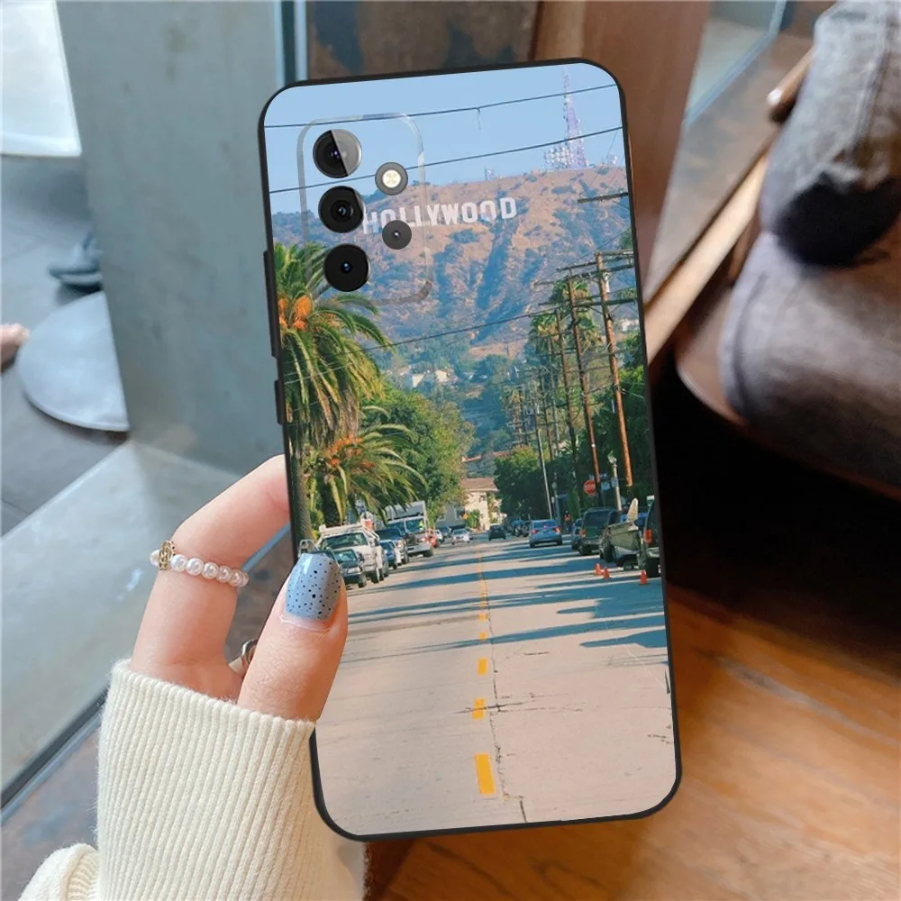 Casing ponsel Travel Los California untuk SamsungS24,23,22,21,S20 Ultra Pro 10,S30Plus,S9,20lite sampul Ultra hitam